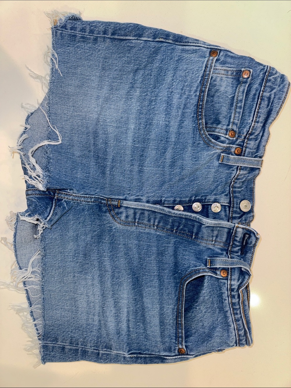 Levi's Light Blue Distressed Denim Jean Shorts 501 size 31